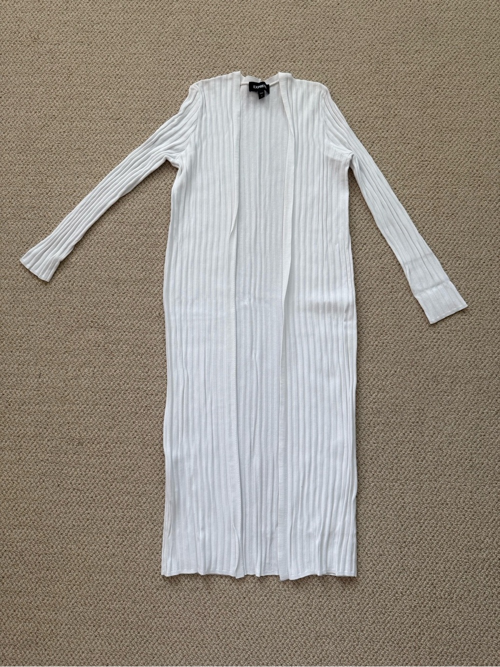 Express White Ribbed Longline Cardigan
